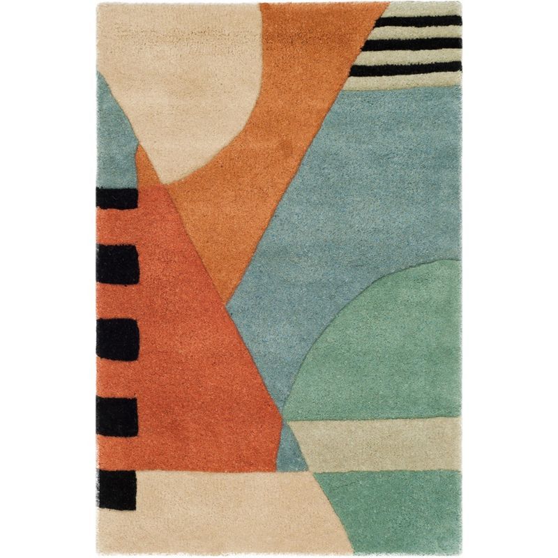 Handmade Blue Wool Tufted Rectangular Area Rug 24" x 4"