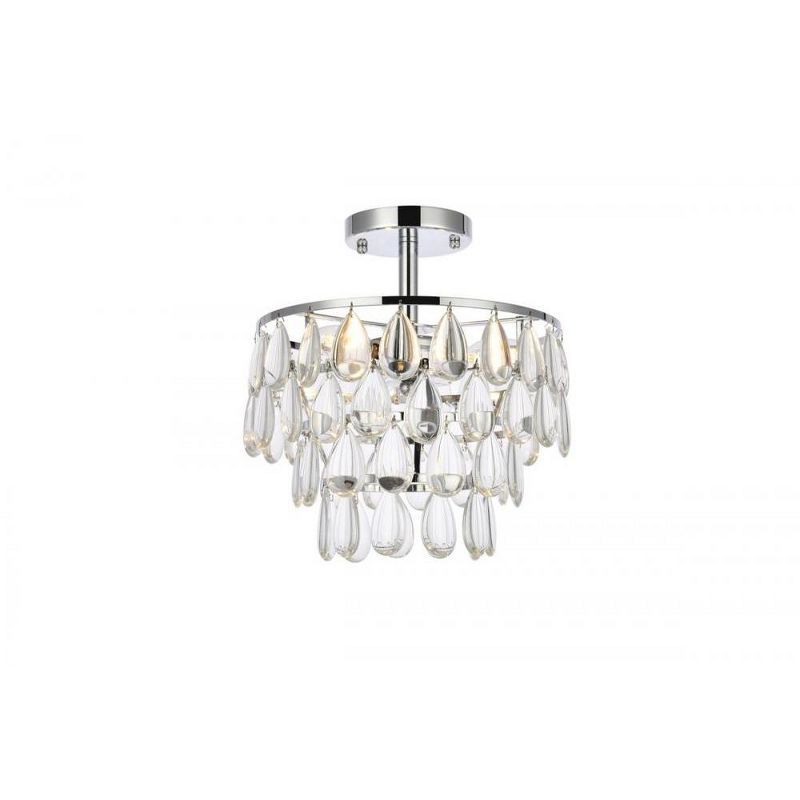 Elegant Mila Chrome Crystal 3-Light Flush Mount with Hand Painted Finish