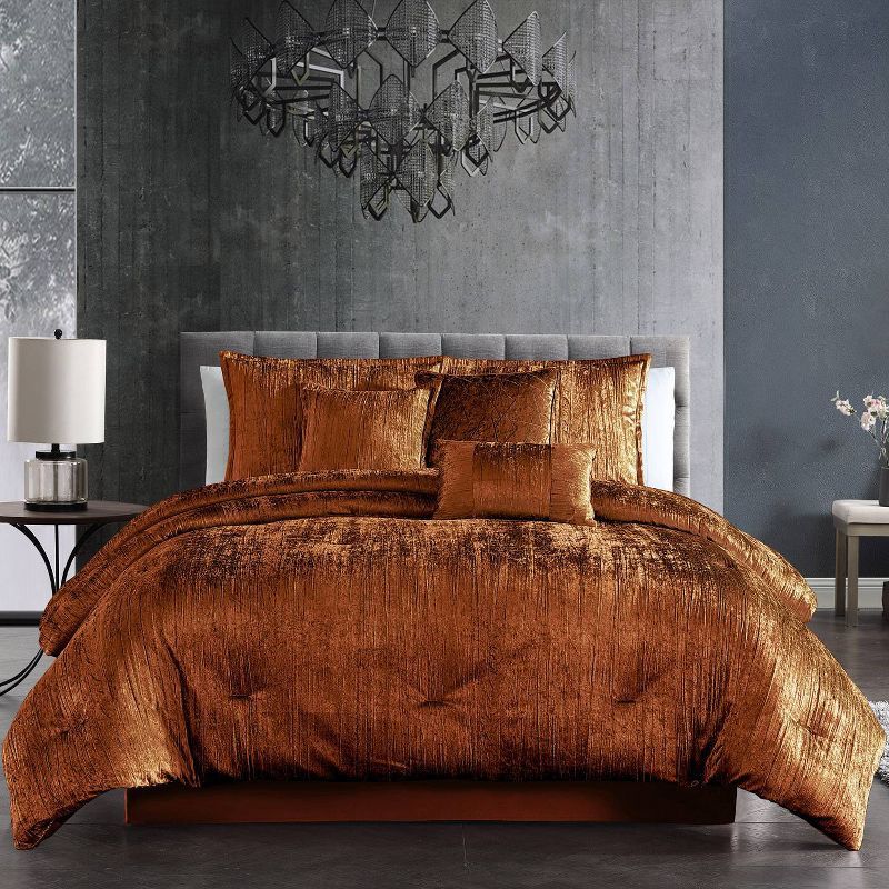 Queen Spice Velvet 7-Piece Comforter Set