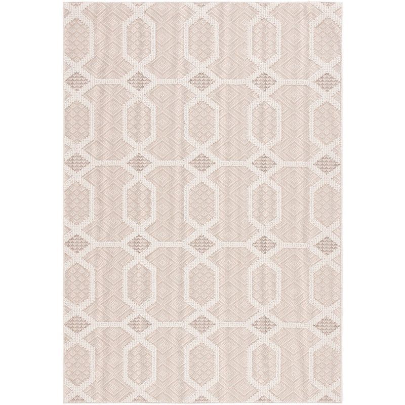 Ivory Rectangular 8' x 10' Synthetic Stain-Resistant Area Rug