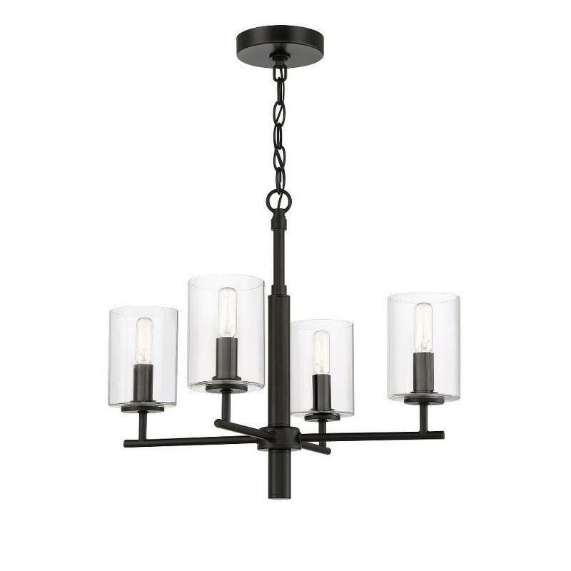 Hailie 4-Light Flat Black Chandelier with Clear Glass Shades