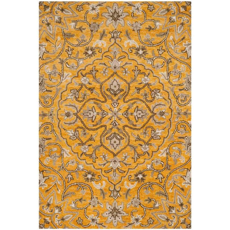 Gold & Taupe Hand-Tufted Wool Rectangular Area Rug