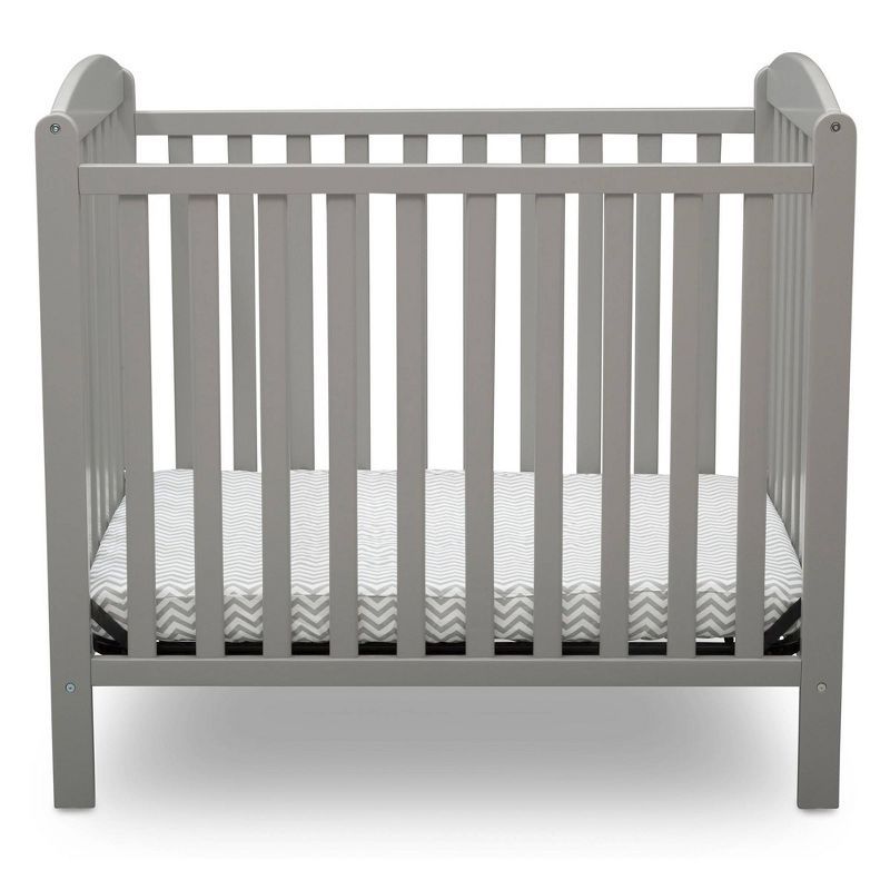 Gray Mini Convertible Baby Crib with Mattress