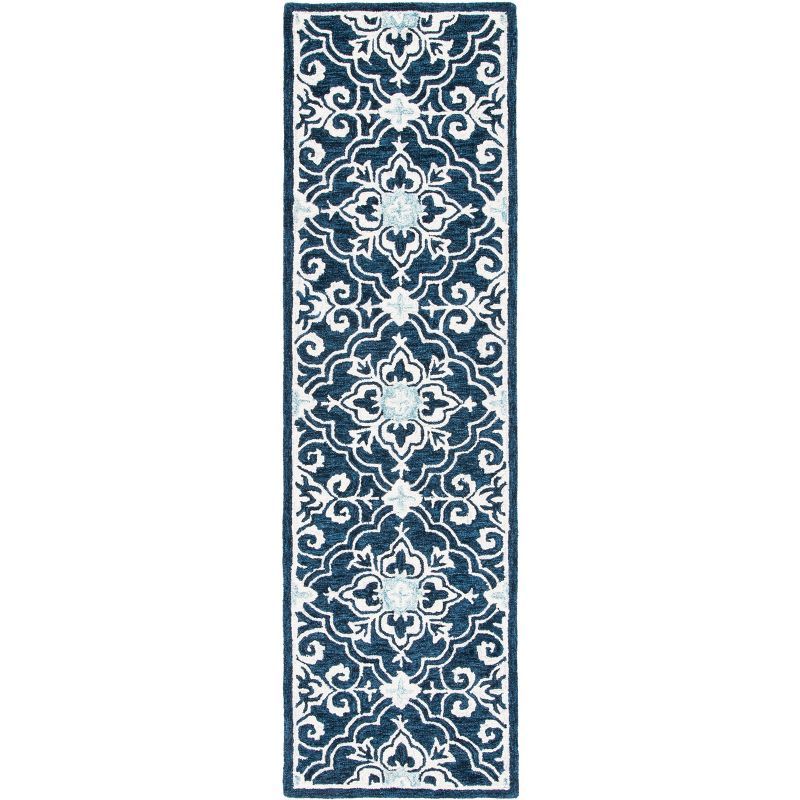 Artisanal Light Blue Wool Runner Rug - Hand-Tufted, Reversible 2'3" x 8'