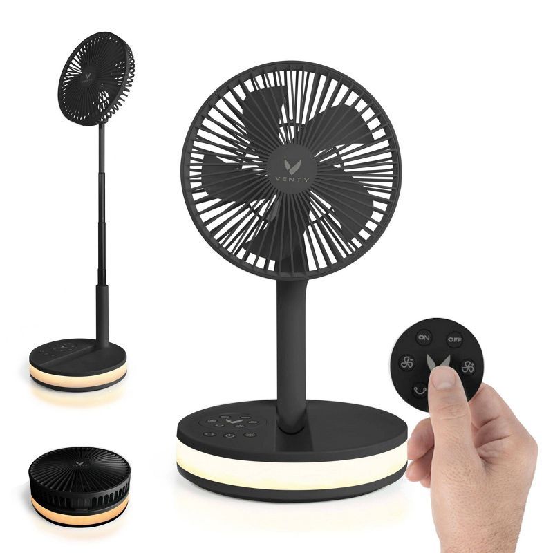 Black Adjustable Height Oscillating Pedestal Fan with Remote