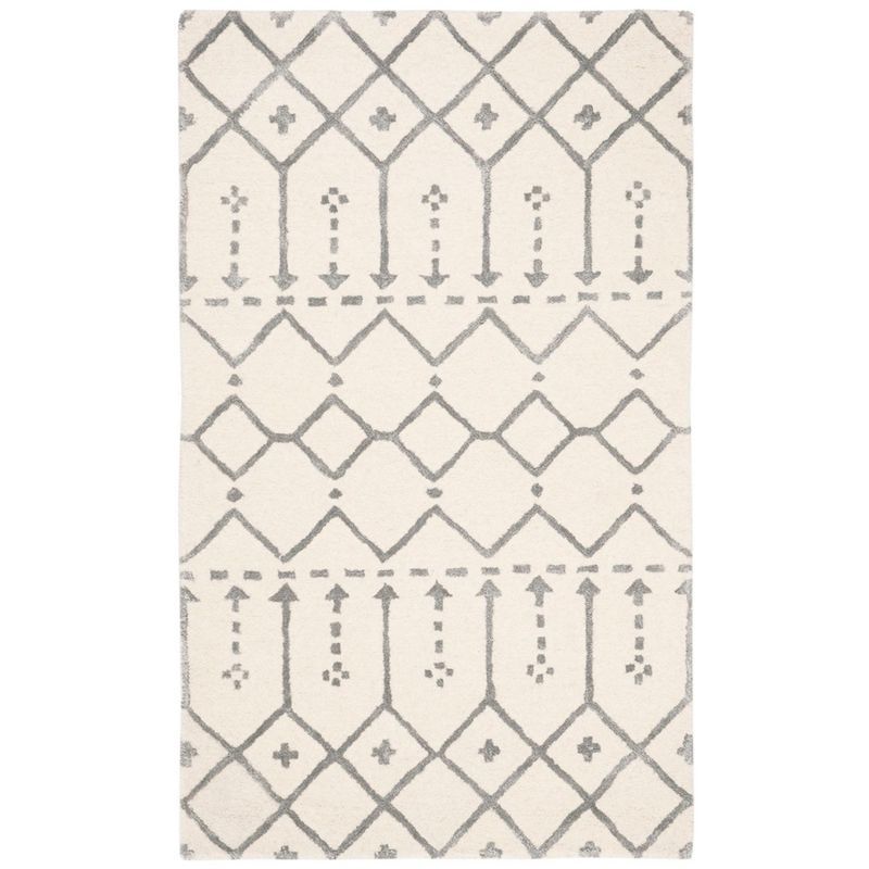 Ivory and Grey 3' x 5' Hand Tufted Wool Area Rug