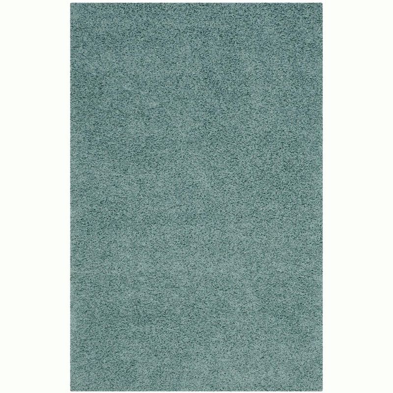 Seafoam Rectangular Shag Area Rug in Synthetic Fiber