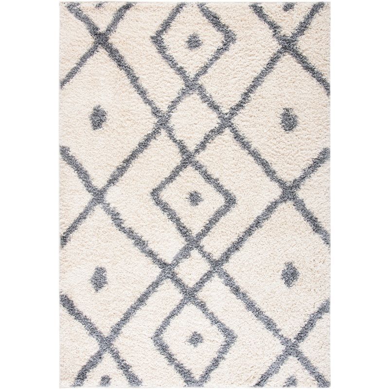 Rectangular Gray Shag Synthetic Easy Care Area Rug