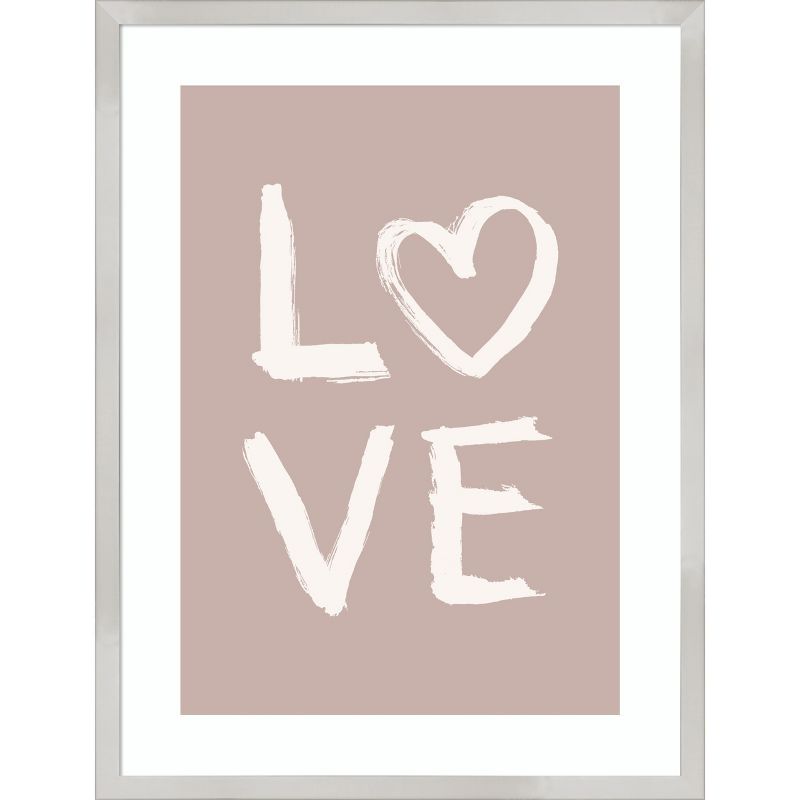 Light Pink and White LOVE Framed Wall Art Print