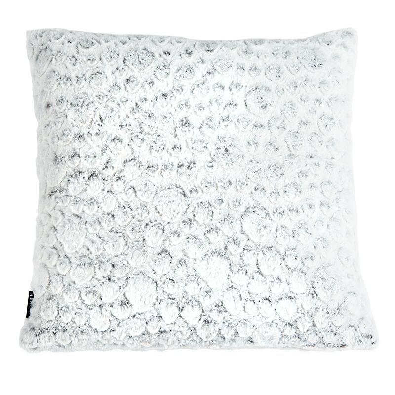 Gray Faux Fur Animal Skin Square Accent Pillow Set