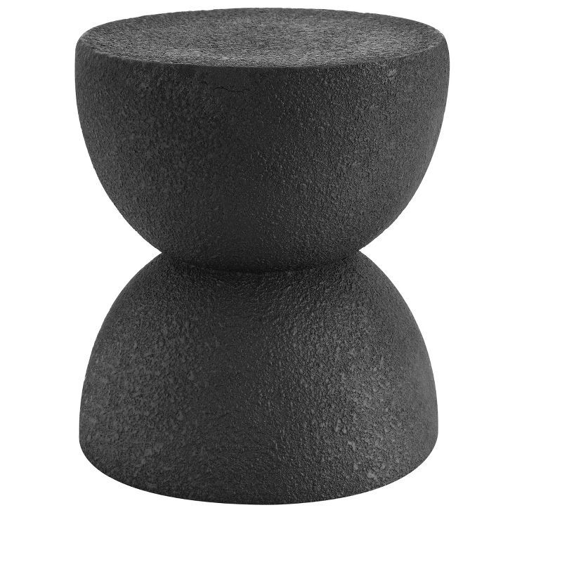 Greta Black Polyresin 18" Mid-Century Modern Drum Accent Table