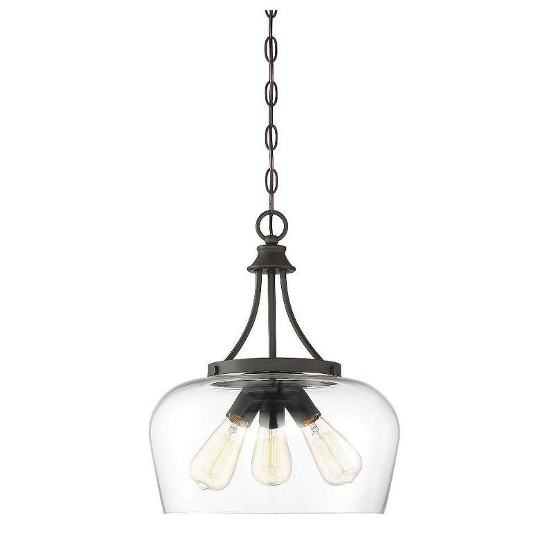 English Bronze Glass Transitional Pendant Light