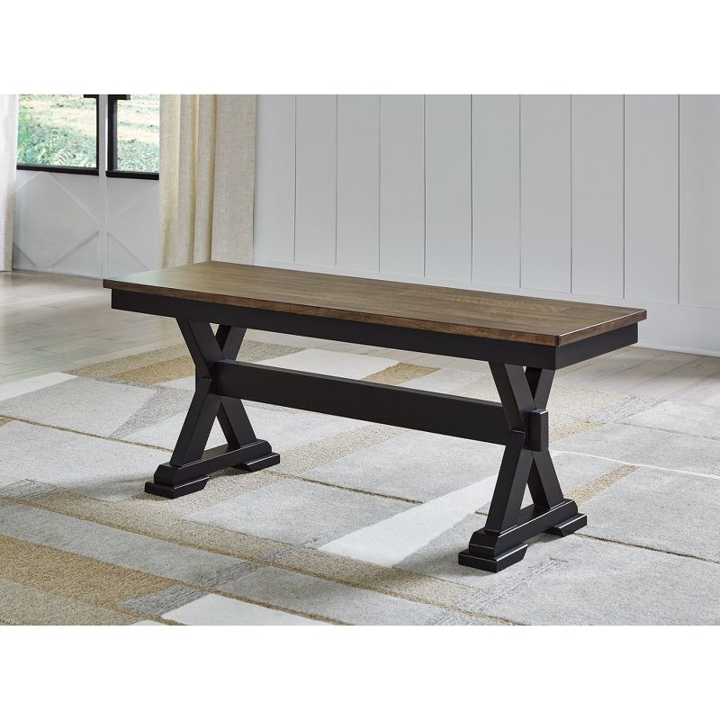 Wildenauer 48" Black and Brown Wood Dining Bench