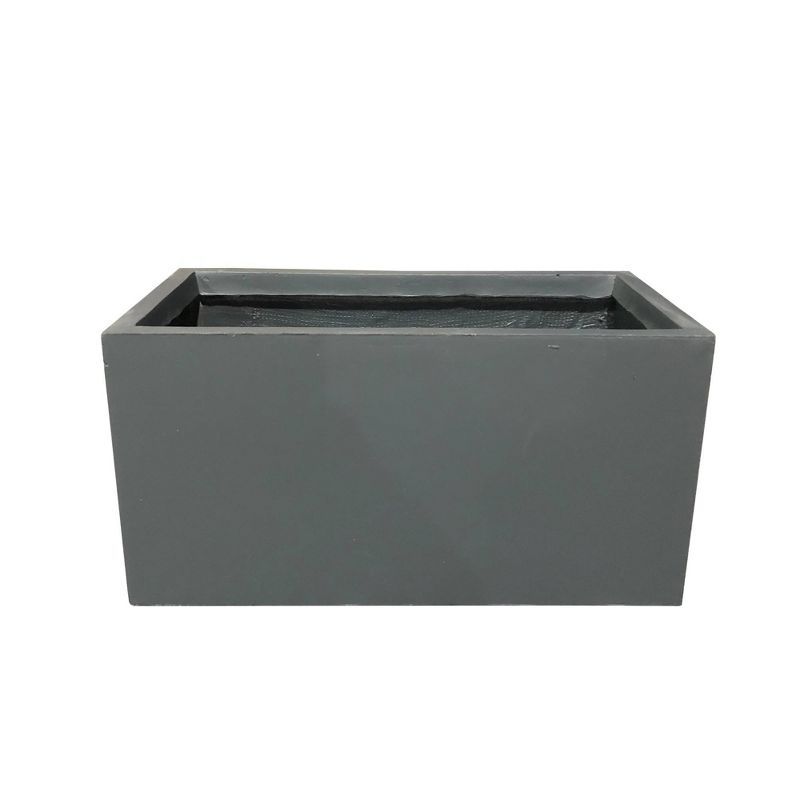 Charcoal Gray 27" Lightweight Concrete Rectangular Planter