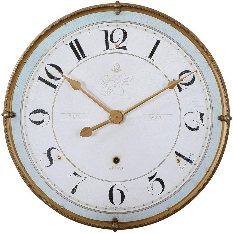 Torriana 32" Gold and White Round Vintage Wall Clock