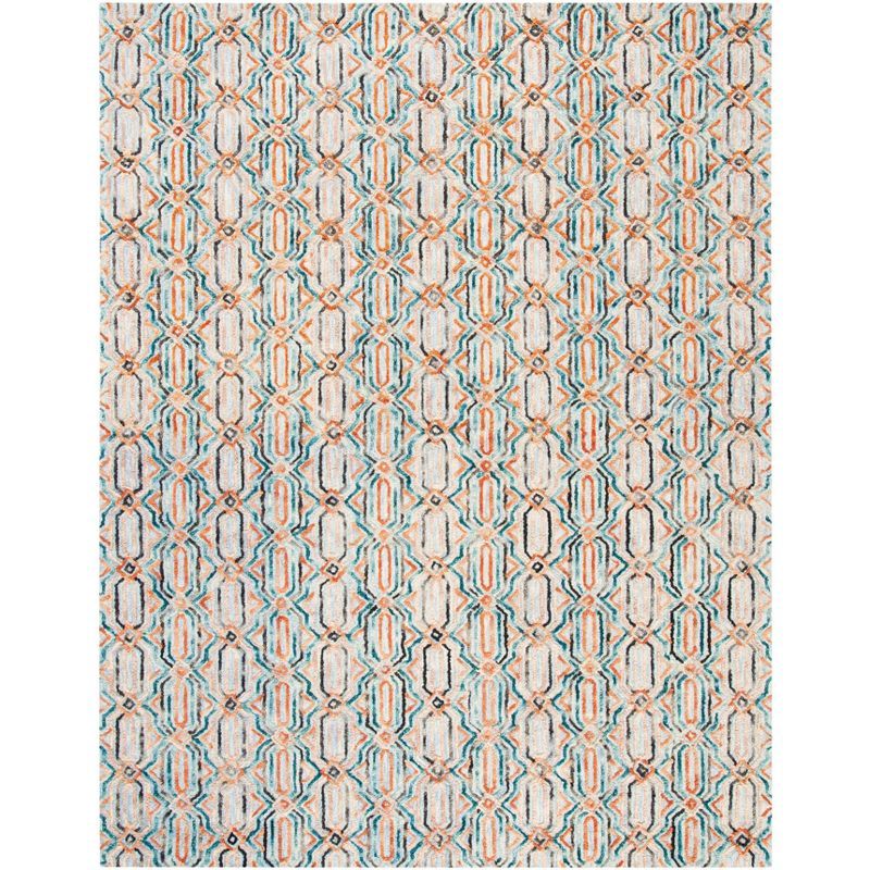 Hand-Tufted Light Blue and Orange Wool 8' x 10' Area Rug