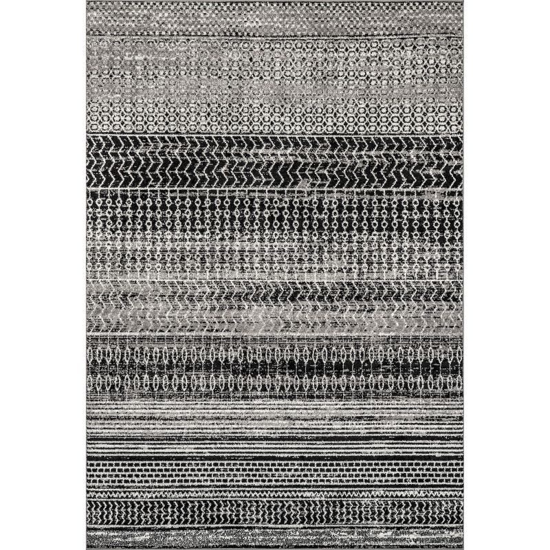 Reversible Dark Gray Stripe Synthetic Area Rug 62"x24"