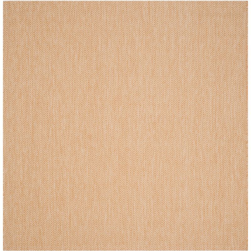 Natural Cream 4' Square Synthetic Indoor/Outdoor Area Rug