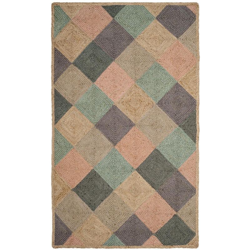 Handmade Geometric Multicolor Jute Area Rug