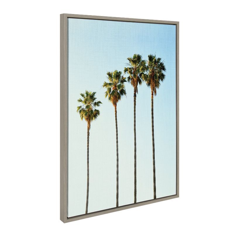 Sylvie Four Palm Trees Framed Canvas Wall Art