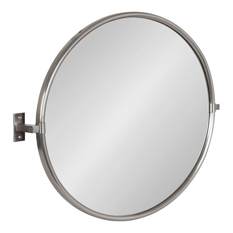 Elegant Silver Round Pivot Wall Mirror, 26x24 Inch