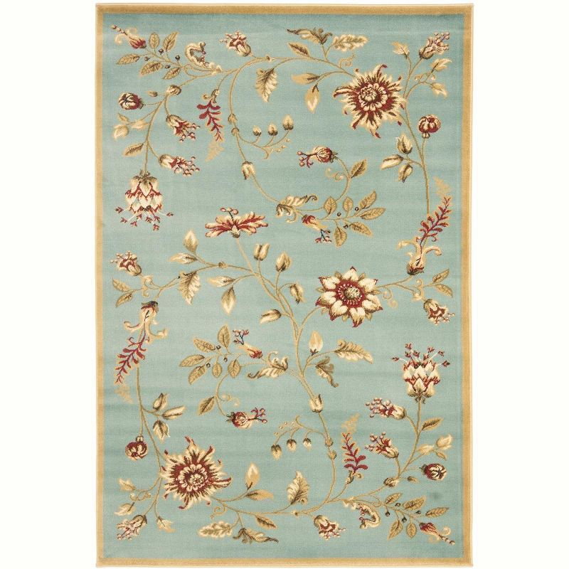 Elegant Blue Floral Hand-Knotted Area Rug, 3' x 5', Synthetic