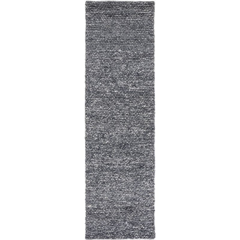 Handwoven Dark Grey Wool Runner Rug, 2'3" x 8'