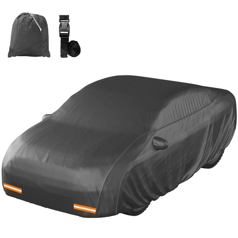 Heavy Duty Black Waterproof PVC Cotton Lined Sedan Car Cover