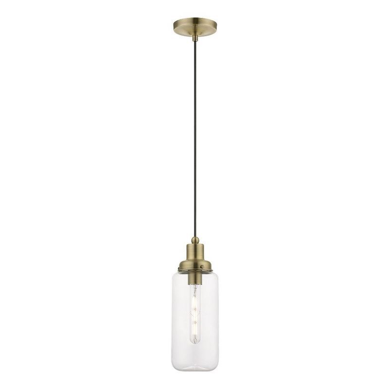 Oakhurst Antique Brass Mini Pendant with Clear Glass Shade