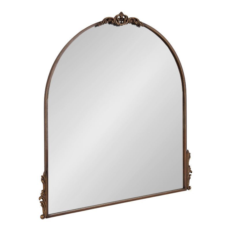 Myrcelle Bronze and Gold Ornate Arched Wall Mirror, 32 x 30