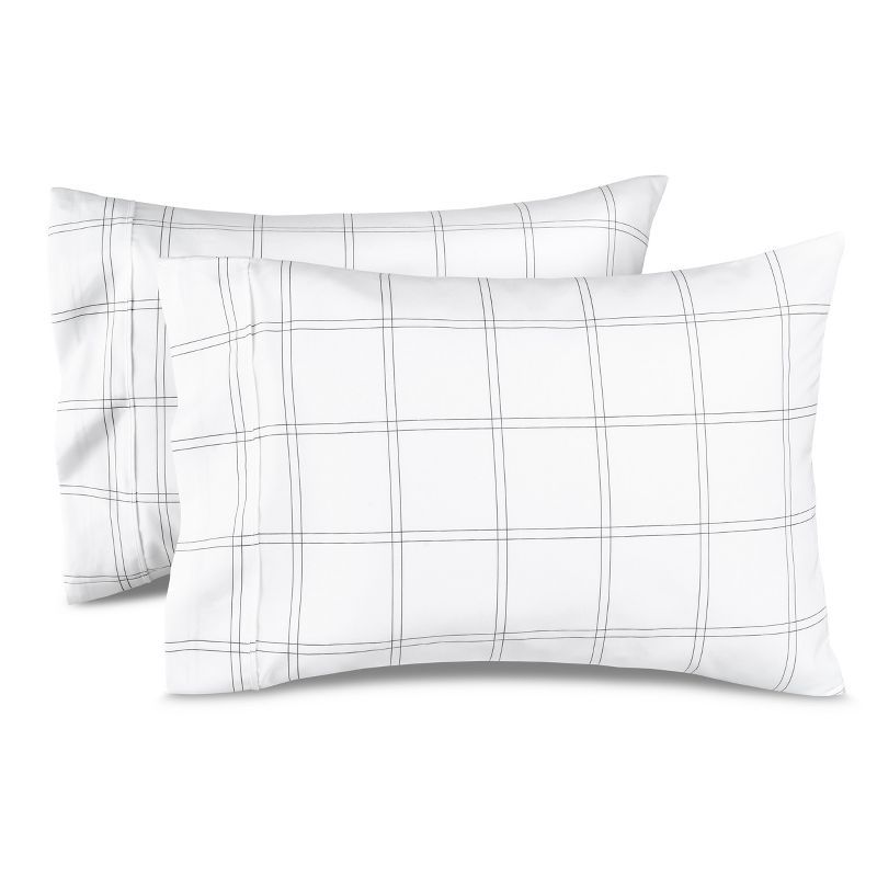 King Size White and Gray Hypoallergenic Microfiber Pillowcases