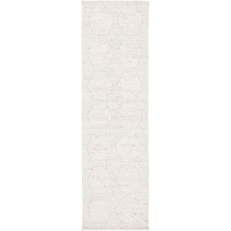 Marbella Beige Flat Woven Geometric Wool Runner Rug