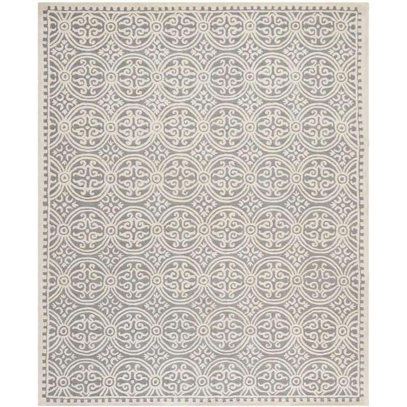 Elegant Silver & Ivory 8' x 10' Hand-Tufted Wool Area Rug