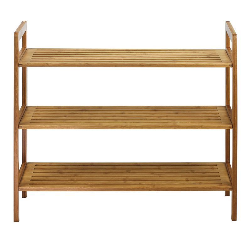 Natural Bamboo 3-Tier Stackable Shoe Rack