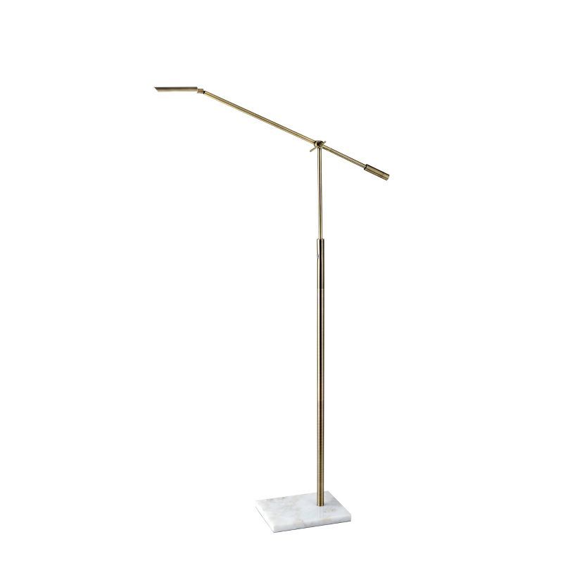 Adjustable Antique Brass and Marble LED Floor Lamp