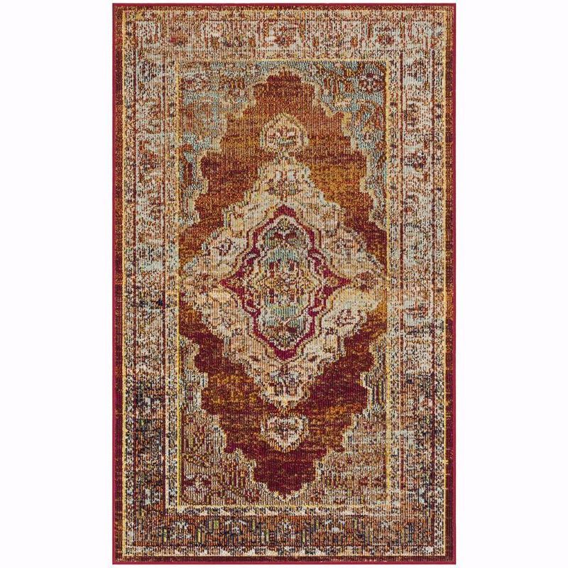 Reversible Oriental Synthetic Area Rug 3' x 5' - Orange/Light Blue