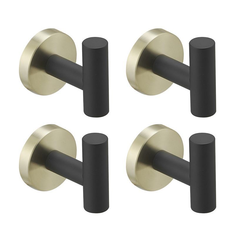 Modern Black and Gold Stainless Steel Wall Hooks, 4-Pack