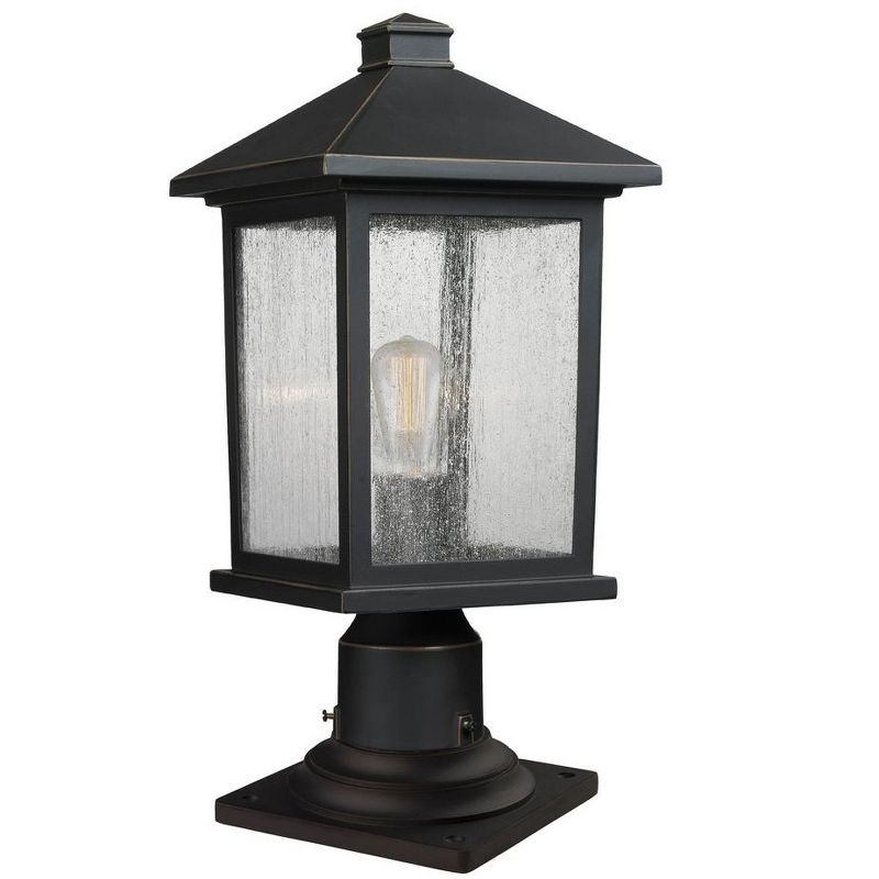 Portland 18" Oil Rubbed Bronze Outdoor Lantern with Clear Seedy Glass