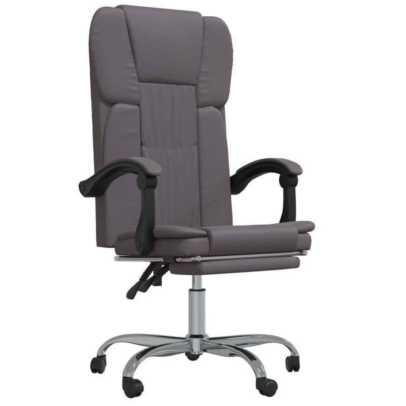 Gray Faux Leather Reclining Office Chair with Adjustable Height