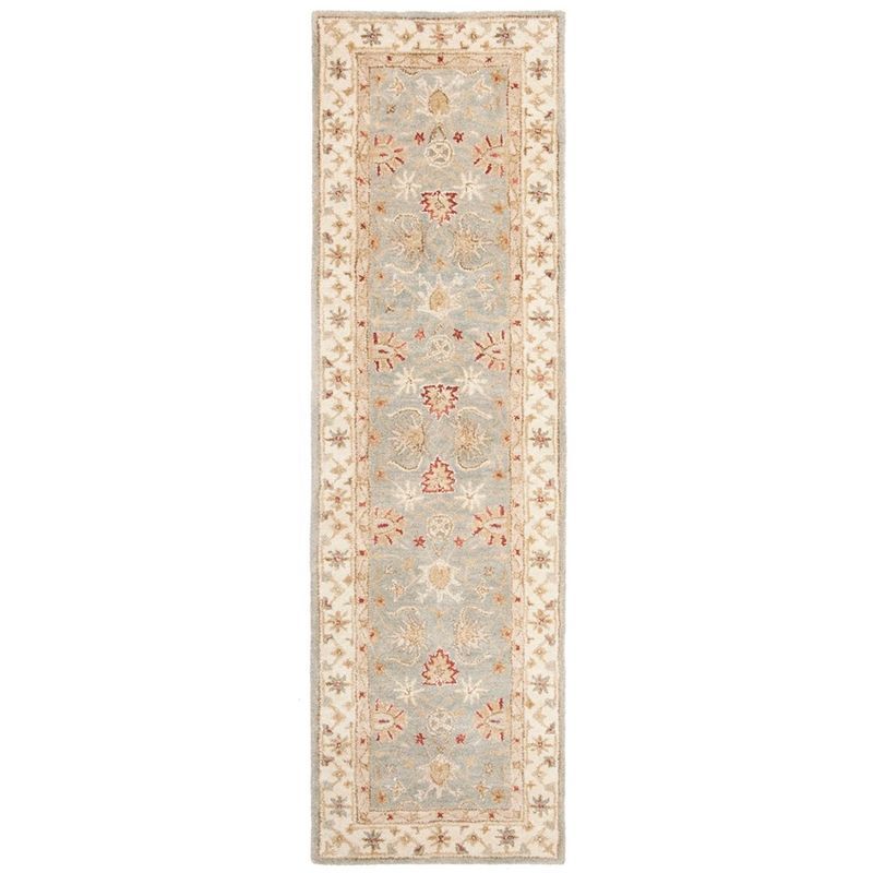 Antiquity Grey Blue and Beige Wool Tufted Runner Rug