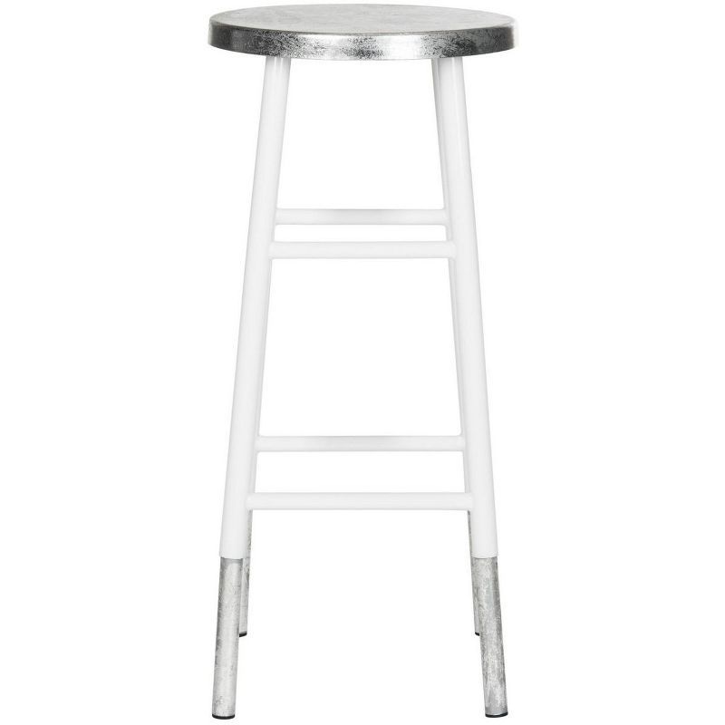 Kenzie 30" White and Silver Iron Bar Stool