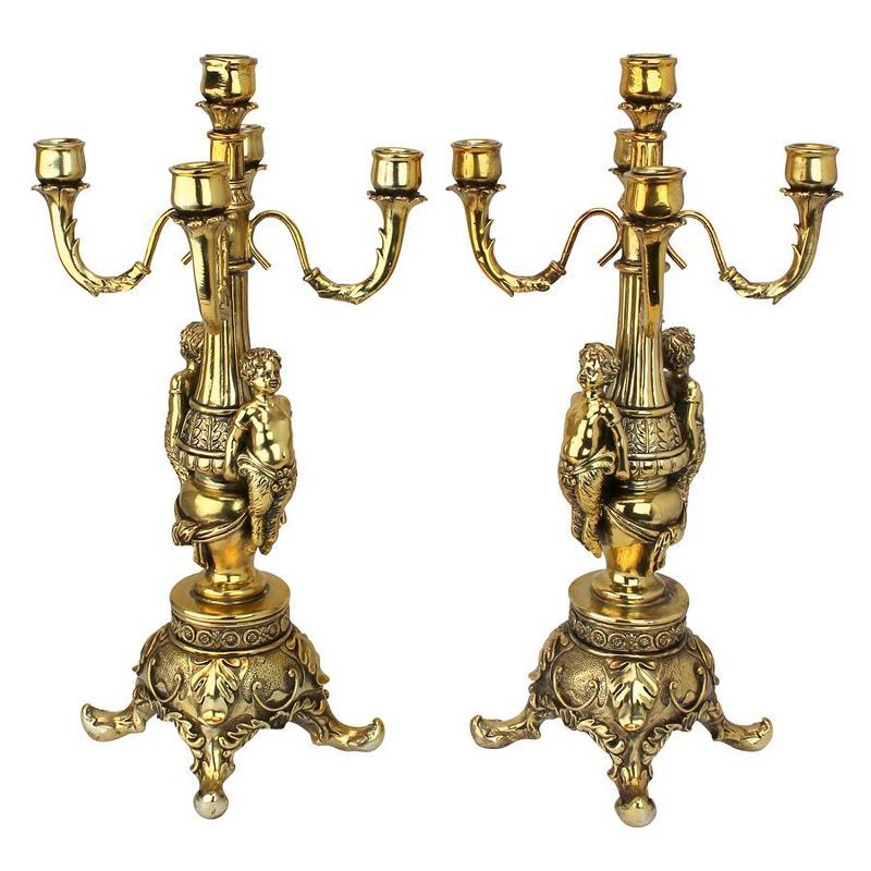 Grande Chateau Antique Gold Resin Rococo Candelabra Set