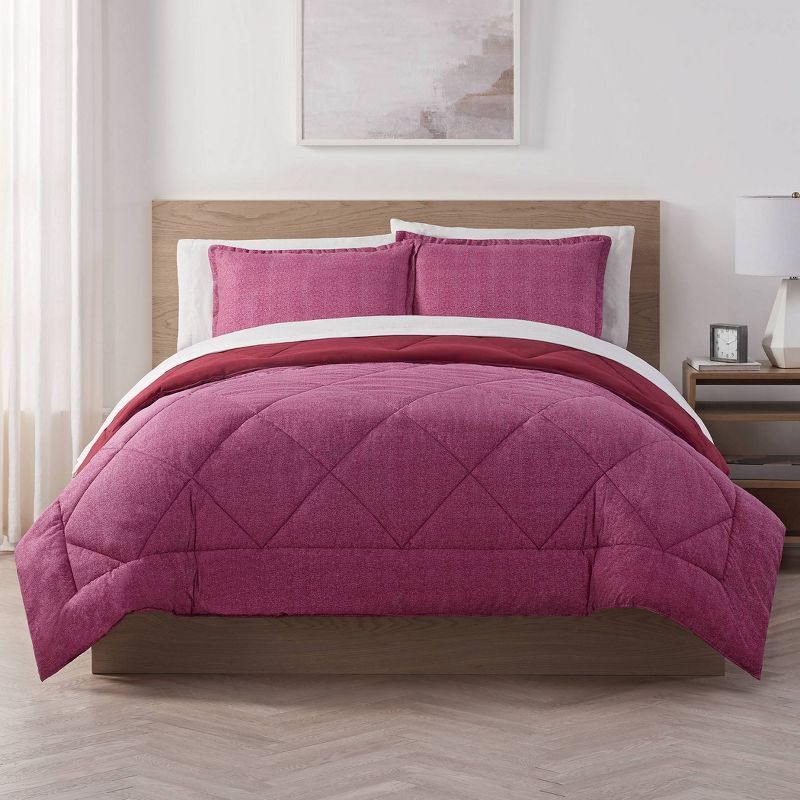 Maroon Queen Reversible Microfiber Bed in a Bag Set