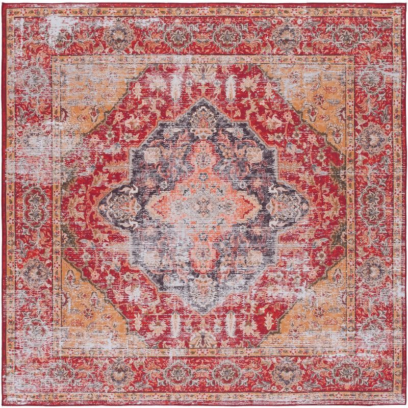 Tucson Rust & Gold Non-Slip Square Synthetic Area Rug - 6' x 6'