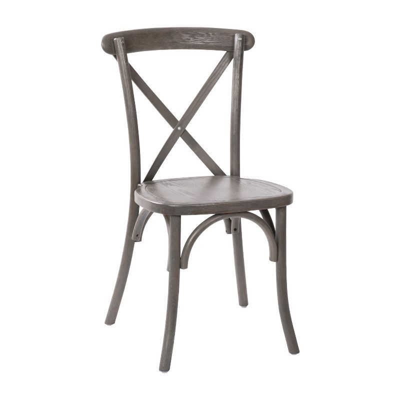 Elegant Gray Elmwood Cross-Back Dining Chair