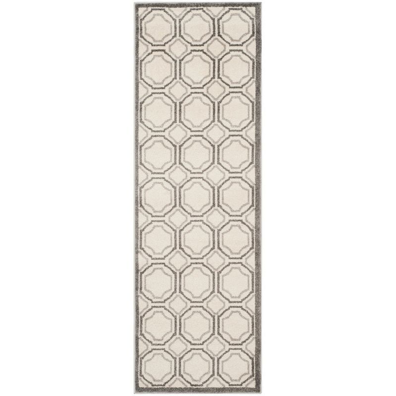 Ivory and Light Grey Geometric Reversible Runner Rug 2'3" x 11'