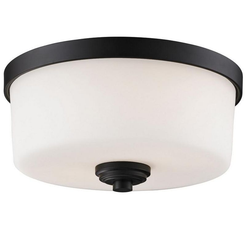 Arlington 12.25" Bronze and Glass Flush Mount Light