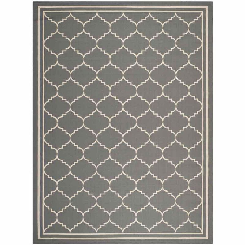 Elegant Grey and Beige Synthetic 8' x 11' Indoor/Outdoor Rug