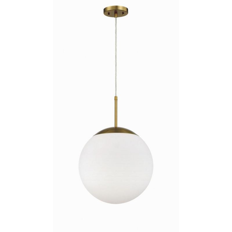14" Globe Pendant Light with Clear Glass Shade and Satin Brass Finish