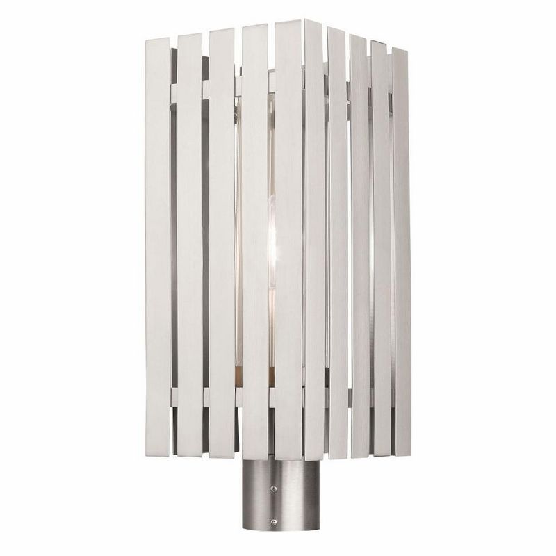 Greenwich Elegance 1-Light Brushed Nickel Outdoor Post Lantern with Clear Glass